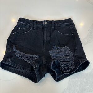 Guess Women’s Black Distressed Jean Shorts size 25